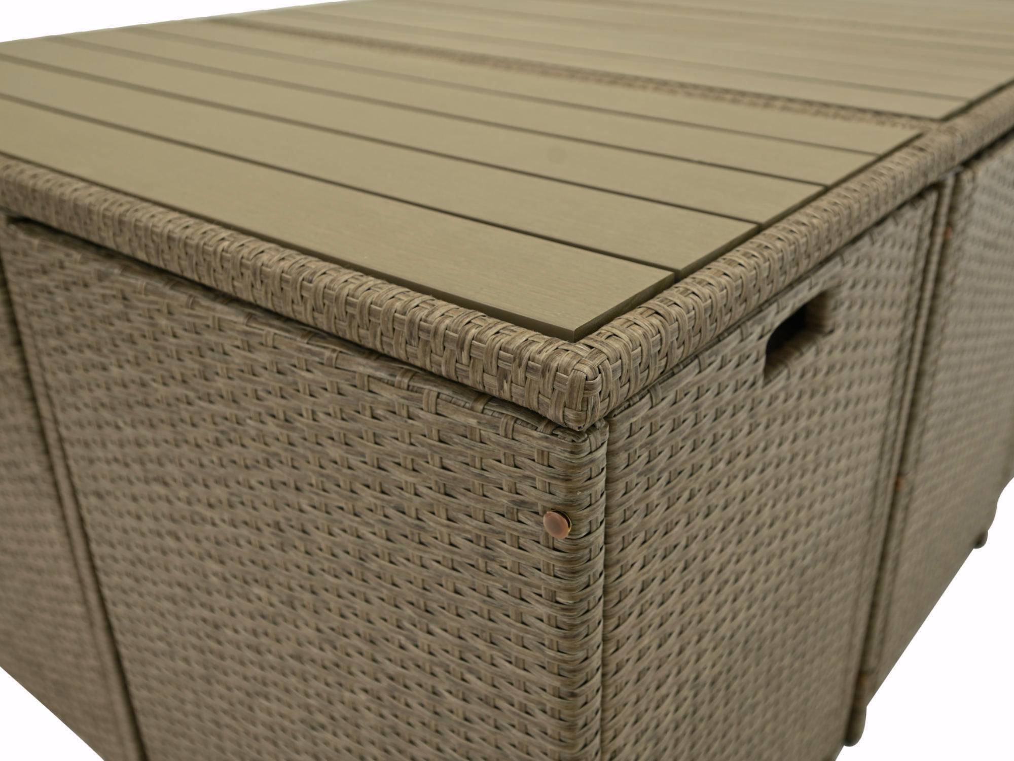 Best Mobilier - Sunny - salon de jardin encastrable 12 places - en résine tressée, plateau polywood - avec housse de protection - noir taupe - Best Mobilier - Image 6