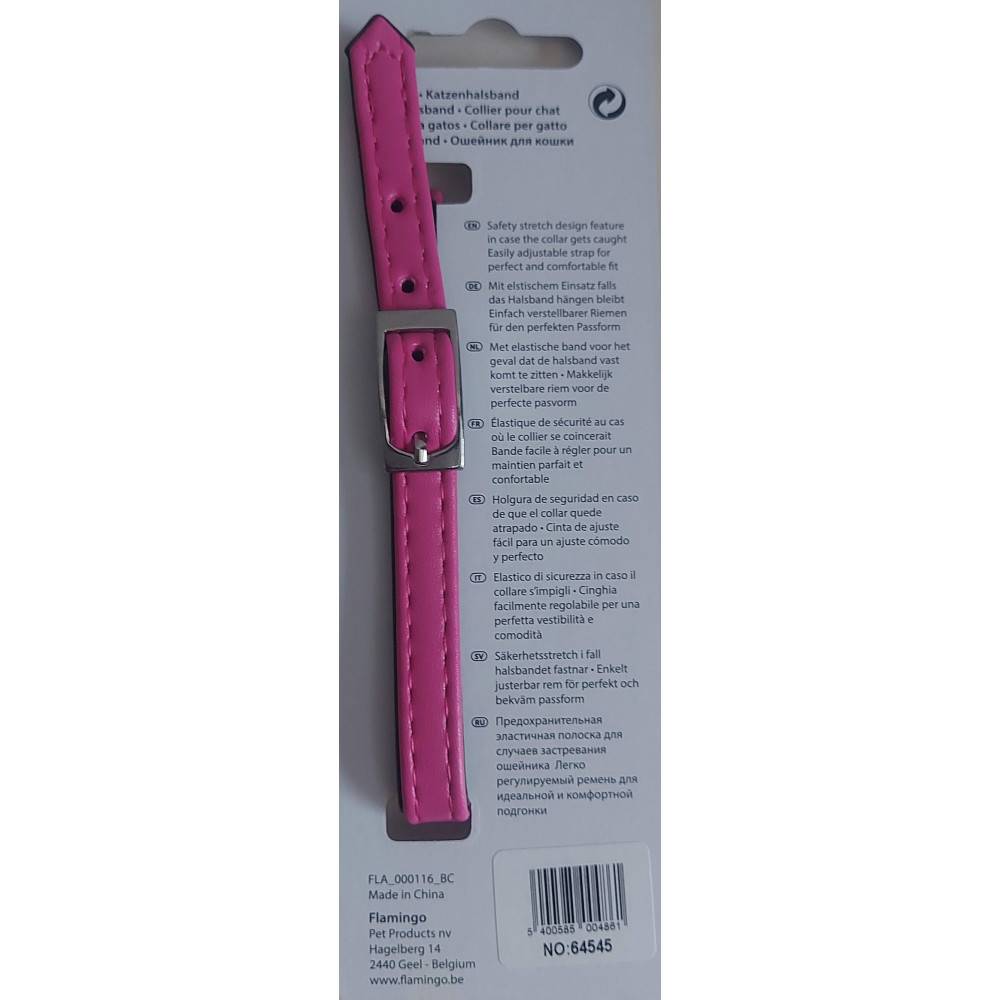 Flamingo - Collier 30 cm x 11 mm rose avec strass et clochette pour chat - Image 4