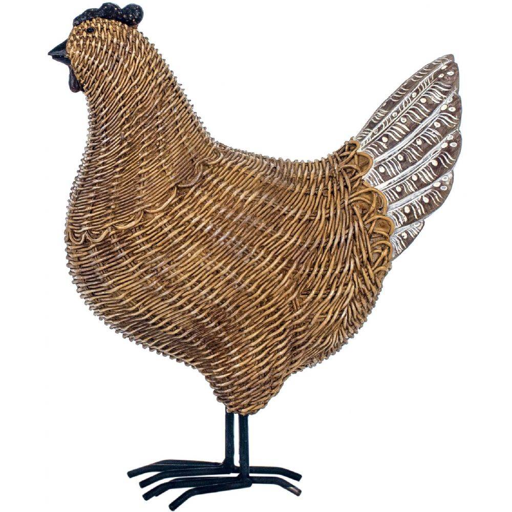 Origen - Poule décorative en résine et résine tressée - Image 3