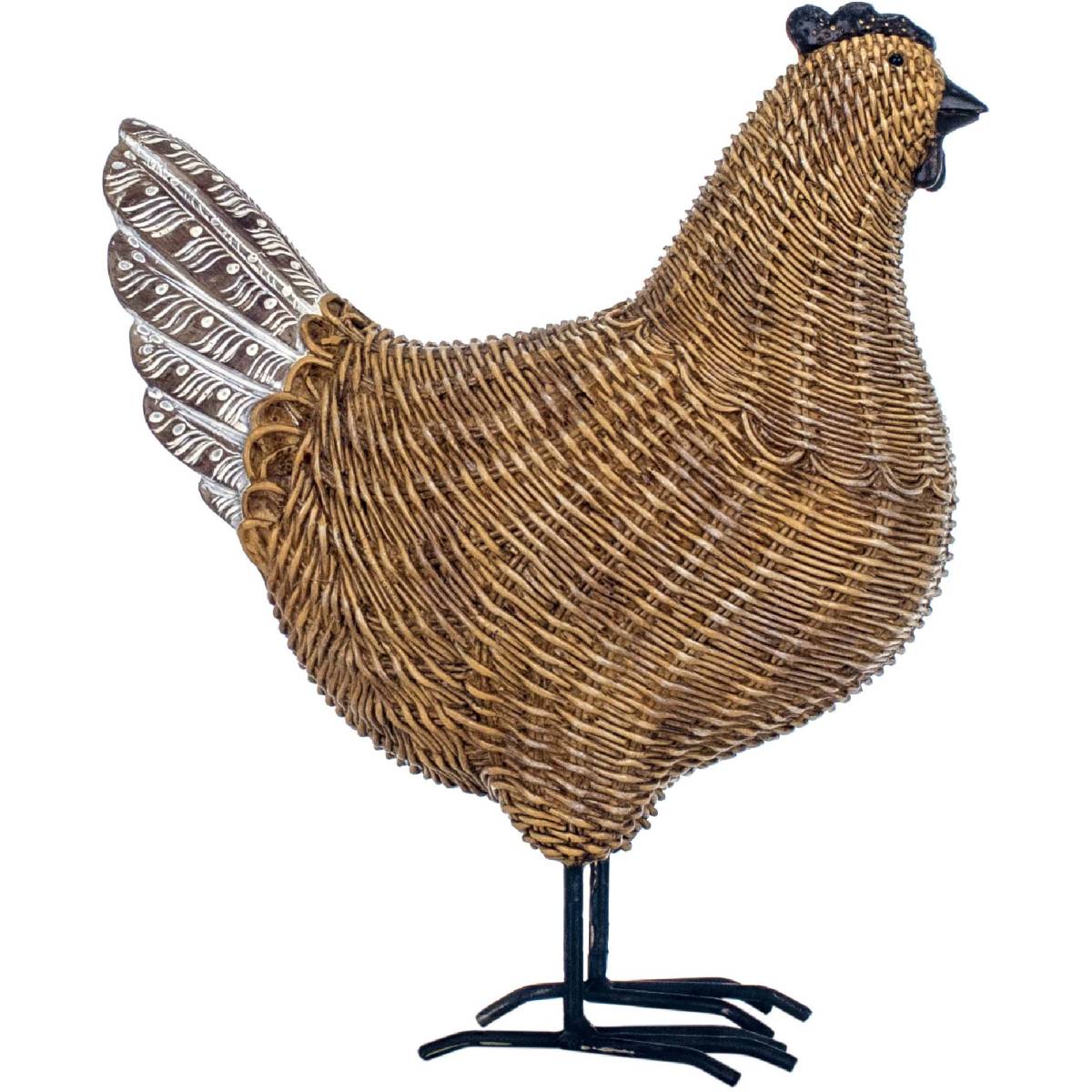 Origen - Poule décorative en résine et résine tressée - Image 1