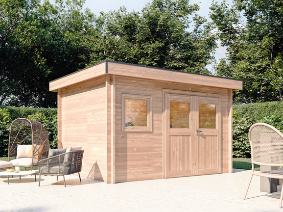 Studio de jardin CHEVRIL 12m² - Bois Douglas épaisseur 55mm - Porte & fenêtres bois - Toiture Bacacier avec voliges ss toiture - MON CHALET DE JARDIN - Image 1