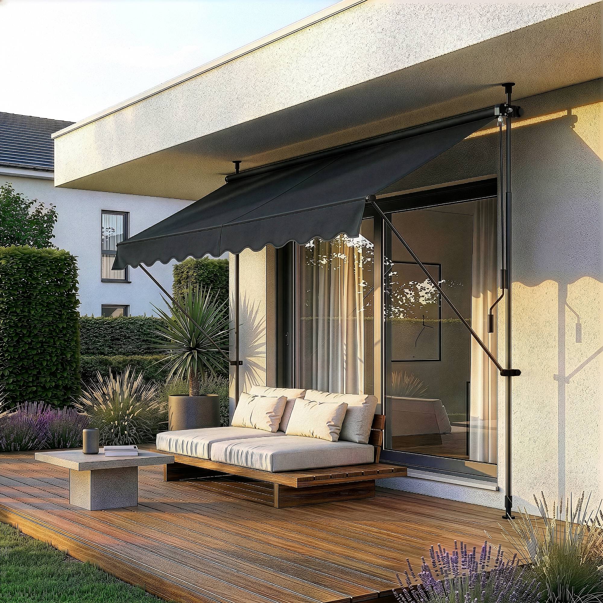 Pro.Tec - Store Banne Téléscopique Acier Polyester 300 x 120 x 220-309 cm Noir [pro.tec] - Image 6