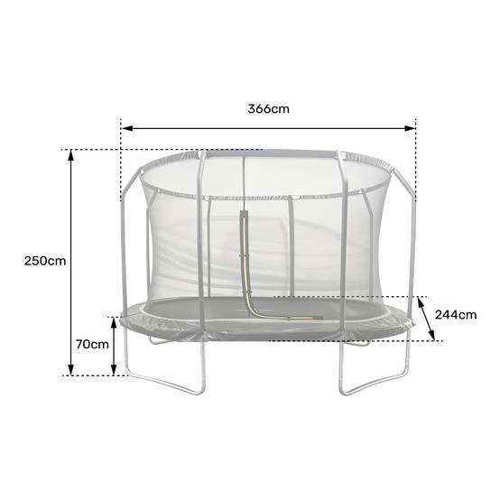 Trampoline ovale 366x244cm noir SYDNEY + filet et échelle - HAPPY GARDEN - Image 7