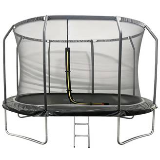 Trampoline ovale 366x244cm noir SYDNEY + filet et échelle - HAPPY GARDEN