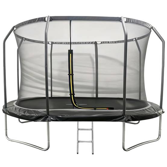 Trampoline ovale 366x244cm noir SYDNEY + filet et échelle - HAPPY GARDEN - Image 1