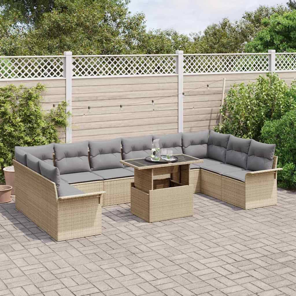 Vidaxl - Ensemble de canapé de jardin 11 pcs Beige Poly rotin vidaXL 3348356 - Image 4
