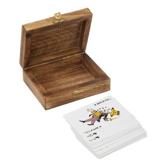Jeu de Cartes en Bois "Odile" 11cm Marron - Image 2