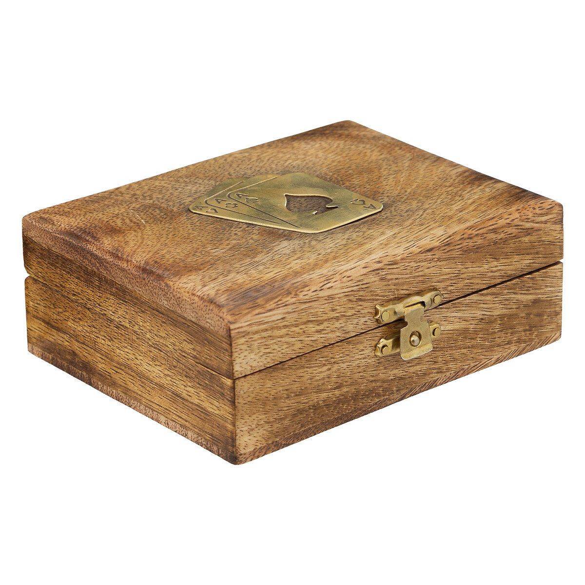 Jeu de Cartes en Bois "Odile" 11cm Marron - Image 1