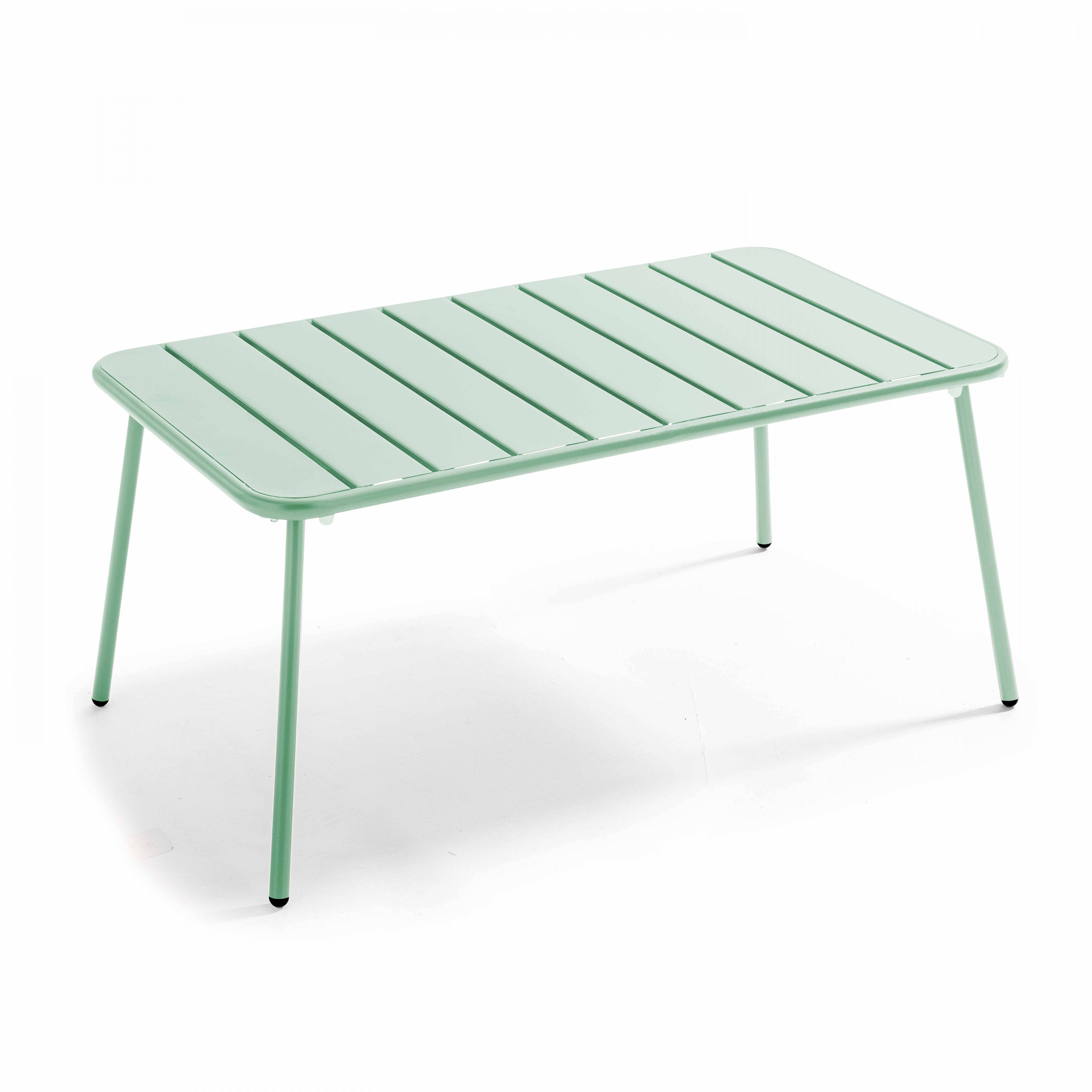 Oviala - Salon de jardin 4 places et 1 table basse en acier vert sauge Palavas - Oviala - Image 6