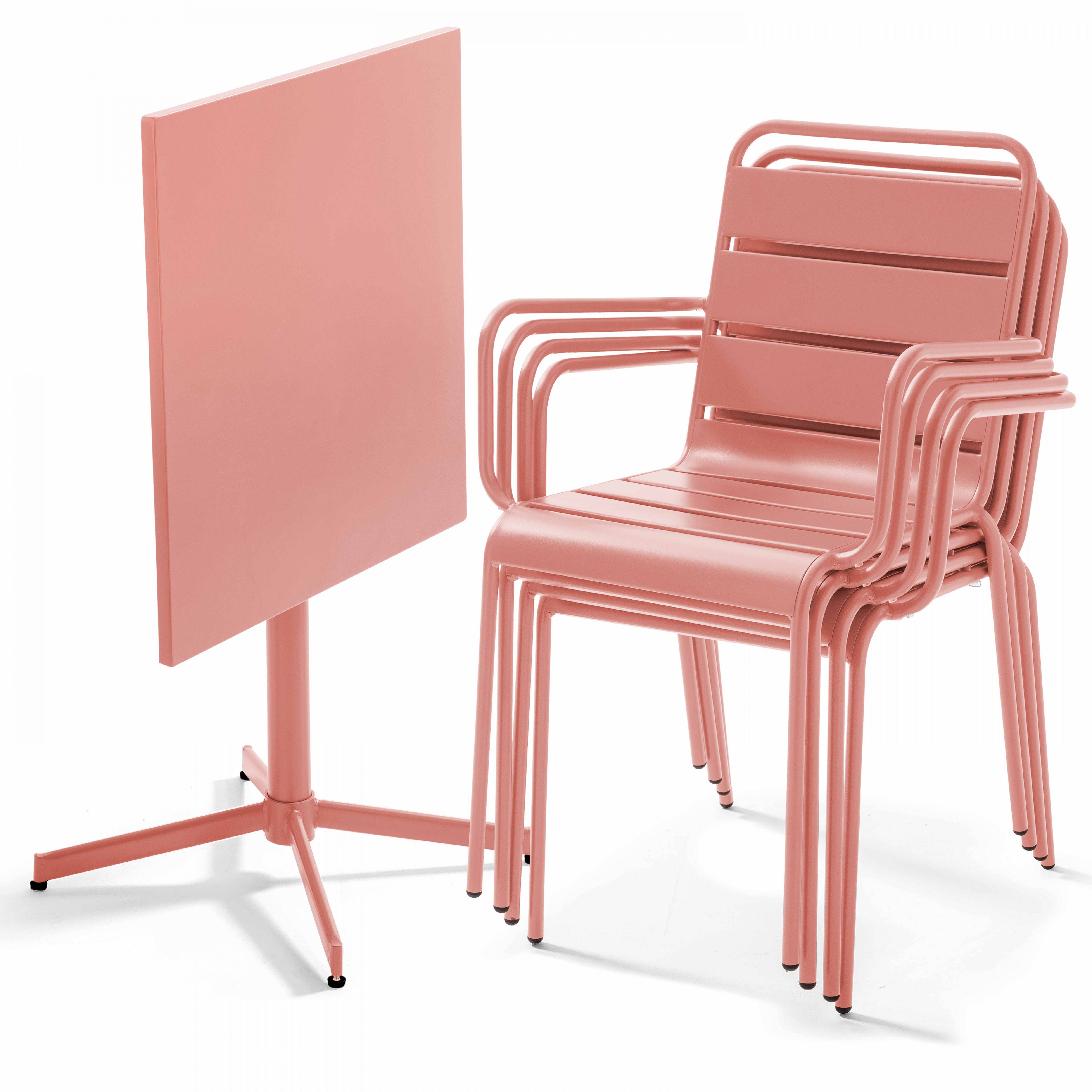 Oviala - Ensemble table de jardin et 4 fauteuils en métal argile Palavas - Oviala - Image 3