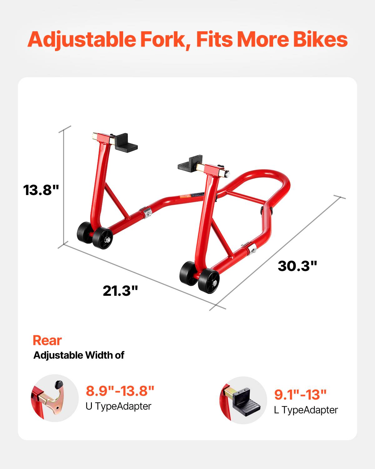 VEVOR Béquille Roue Arrière Lève-moto Capacité de 385,6 kg Bras Oscillant Rouge - Image 2
