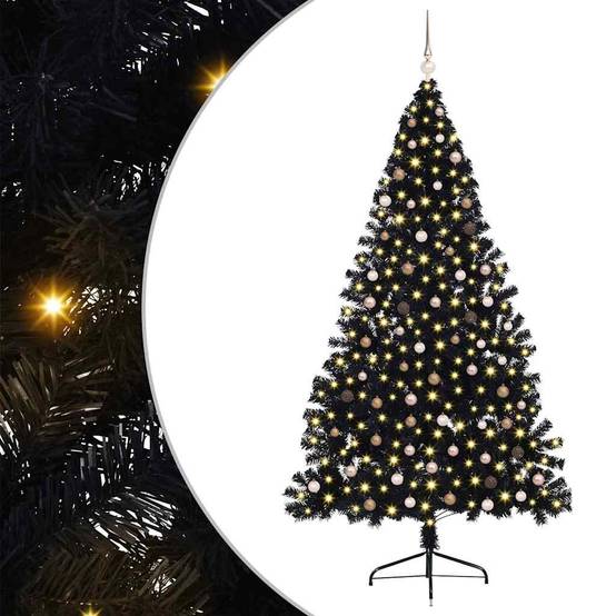 Vidaxl - Sapin de Noël artificiel pré-éclairé Noir 240 cm PVC vidaXL 3397165 - Image 2