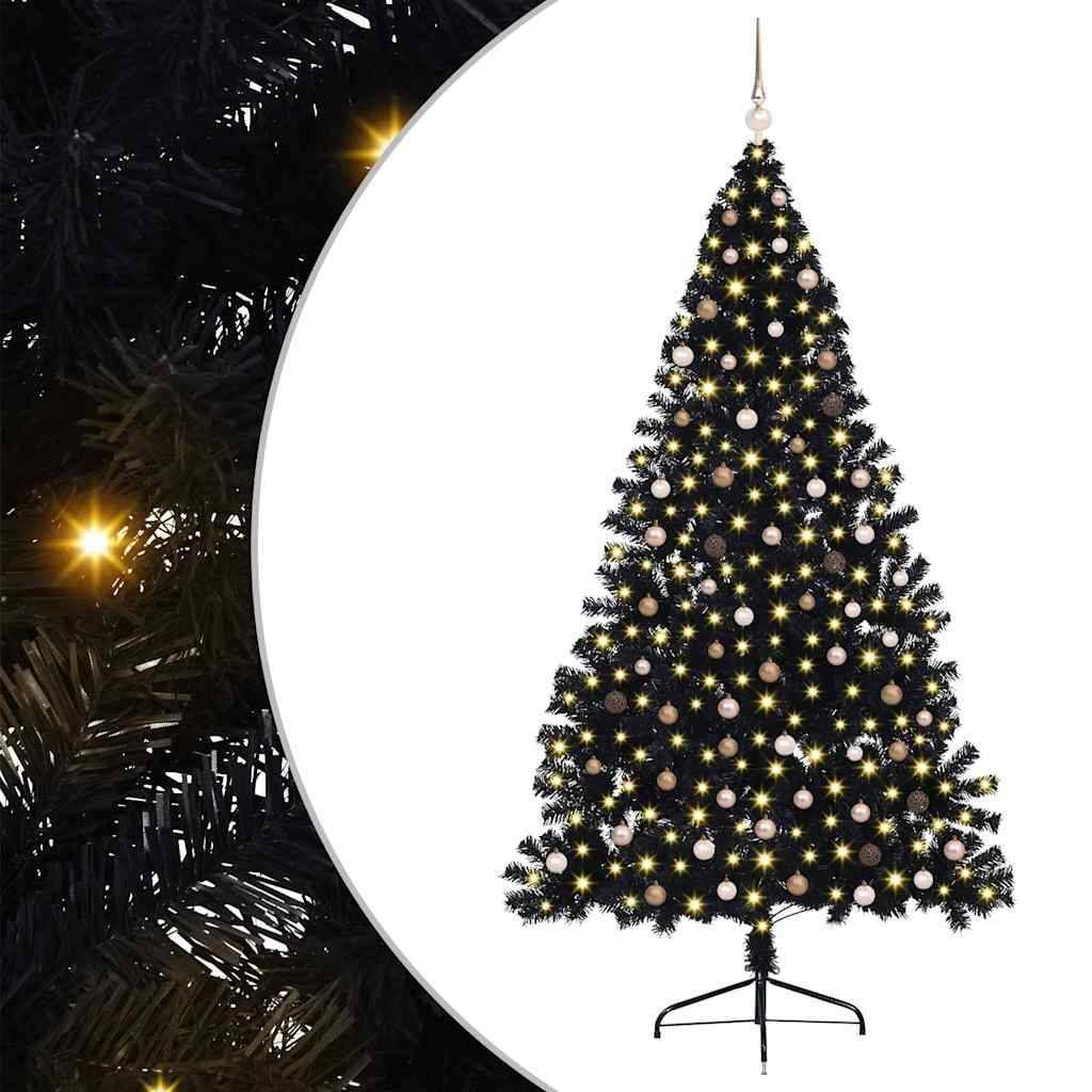 Vidaxl - Sapin de Noël artificiel pré-éclairé Noir 240 cm PVC vidaXL 3397165 - Image 2