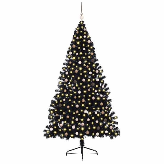 Vidaxl - Sapin de Noël artificiel pré-éclairé Noir 240 cm PVC vidaXL 3397165 - Image 4