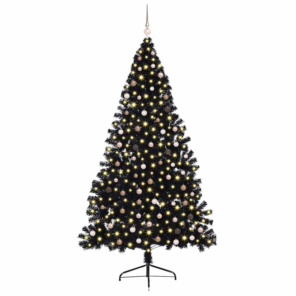 Vidaxl - Sapin de Noël artificiel pré-éclairé Noir 240 cm PVC vidaXL 3397165 - Image 4