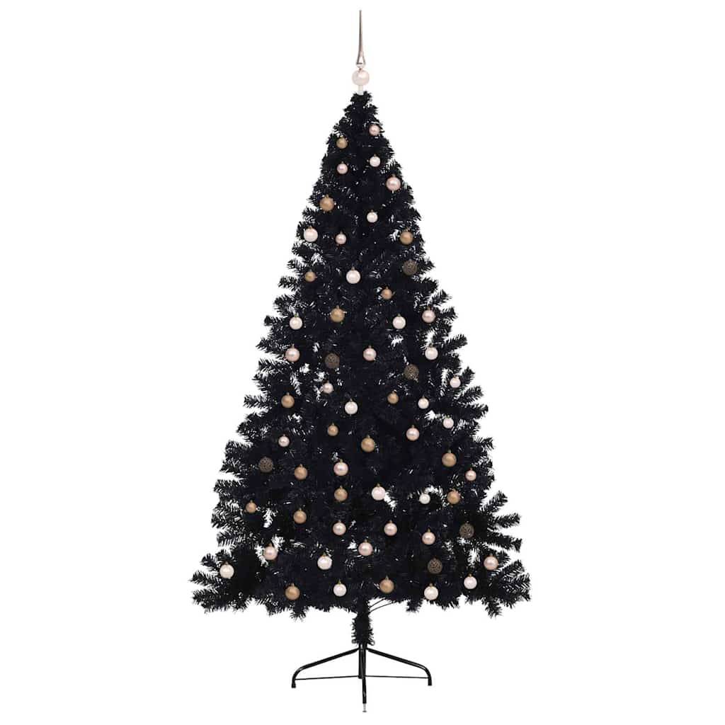 Vidaxl - Sapin de Noël artificiel pré-éclairé Noir 240 cm PVC vidaXL 3397165 - Image 5