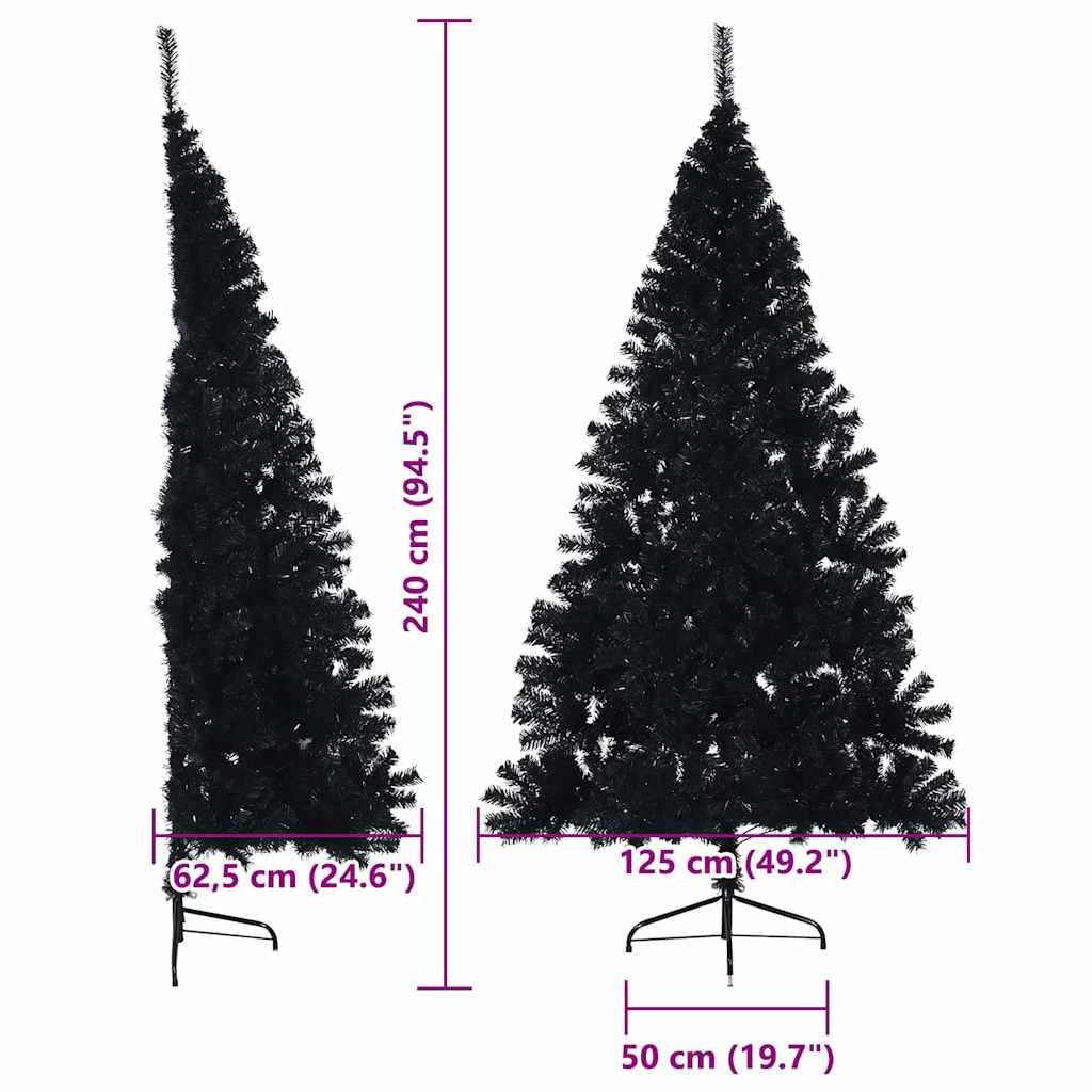 Vidaxl - Sapin de Noël artificiel pré-éclairé Noir 240 cm PVC vidaXL 3397165 - Image 3