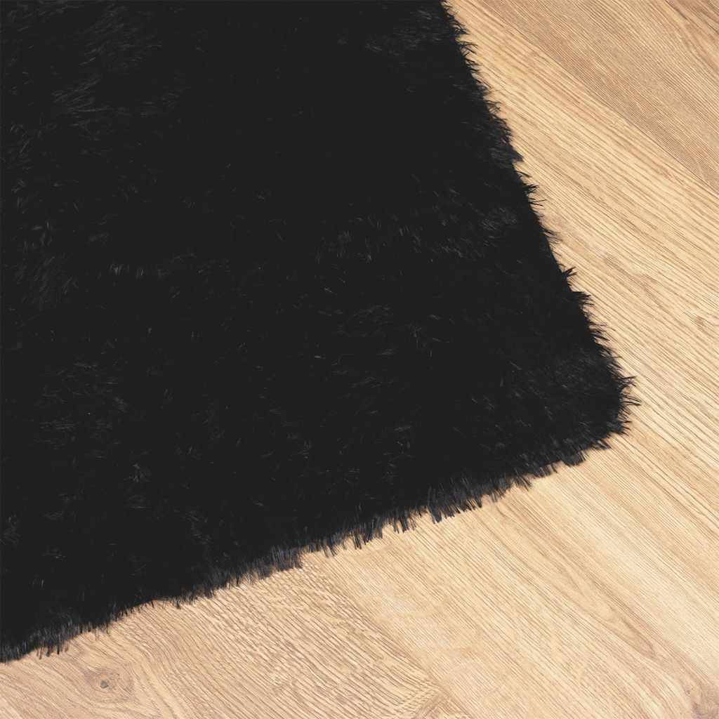 Tapis de Sol Carré 200cmen Polyester Poils Longs Lavable Noir 200x200 cm – ComfortXL Outdoor Living - Image 4