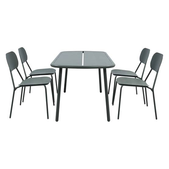 sweeek - Table de jardin aluminium + 4 assises kaki - Avelia | sweeek - Image 3