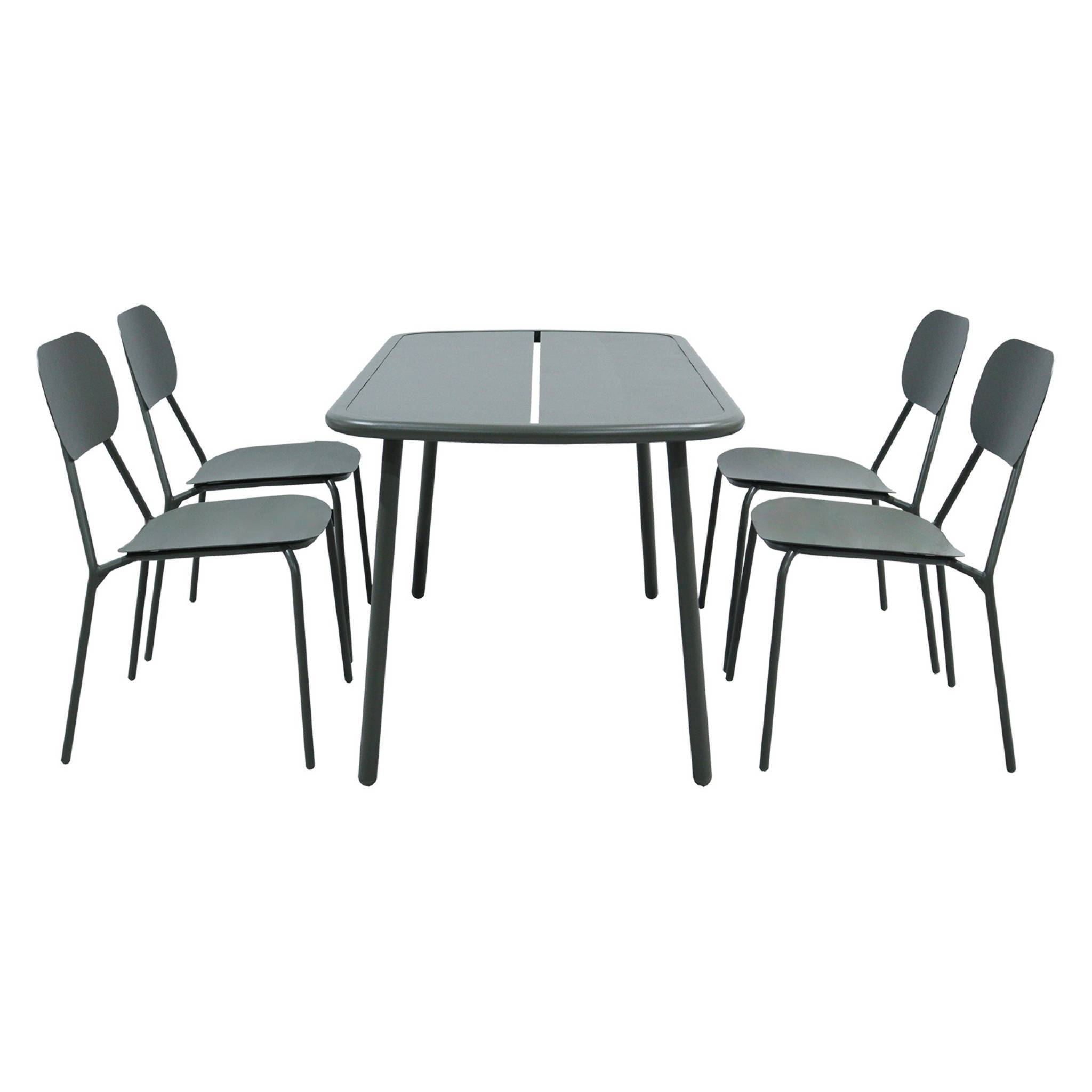sweeek - Table de jardin aluminium + 4 assises kaki - Avelia | sweeek - Image 3
