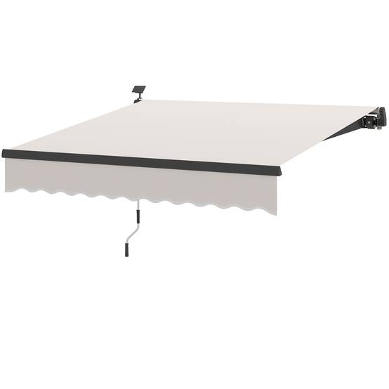 Store banne rétractable manuel avec éclairage solaire LED, inclinaison réglable de 45 à 90° et protection UPF 50+, extérieur 3 x 2,5 m, crème - Image 2