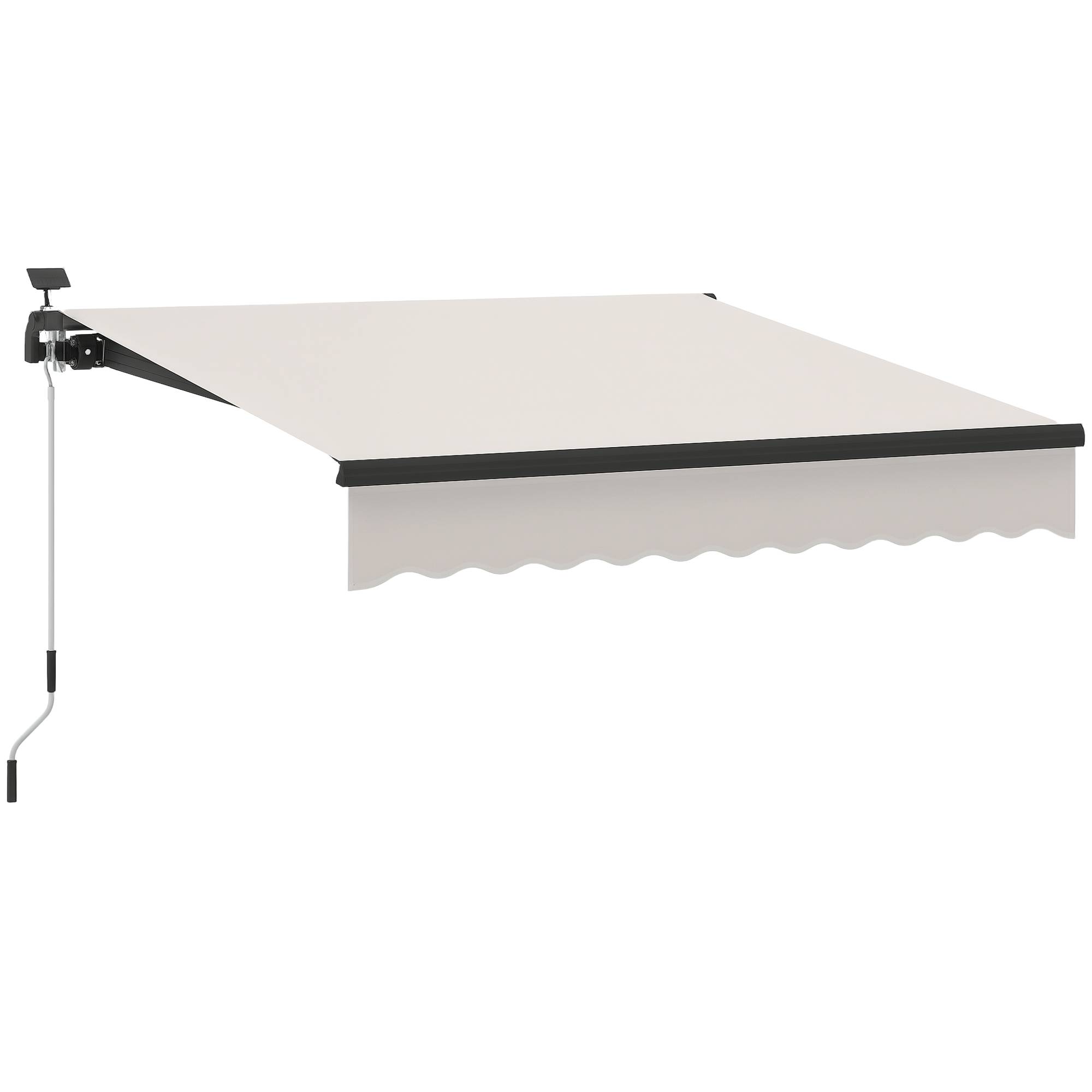 Store banne rétractable manuel avec éclairage solaire LED, inclinaison réglable de 45 à 90° et protection UPF 50+, extérieur 3 x 2,5 m, crème - Image 1