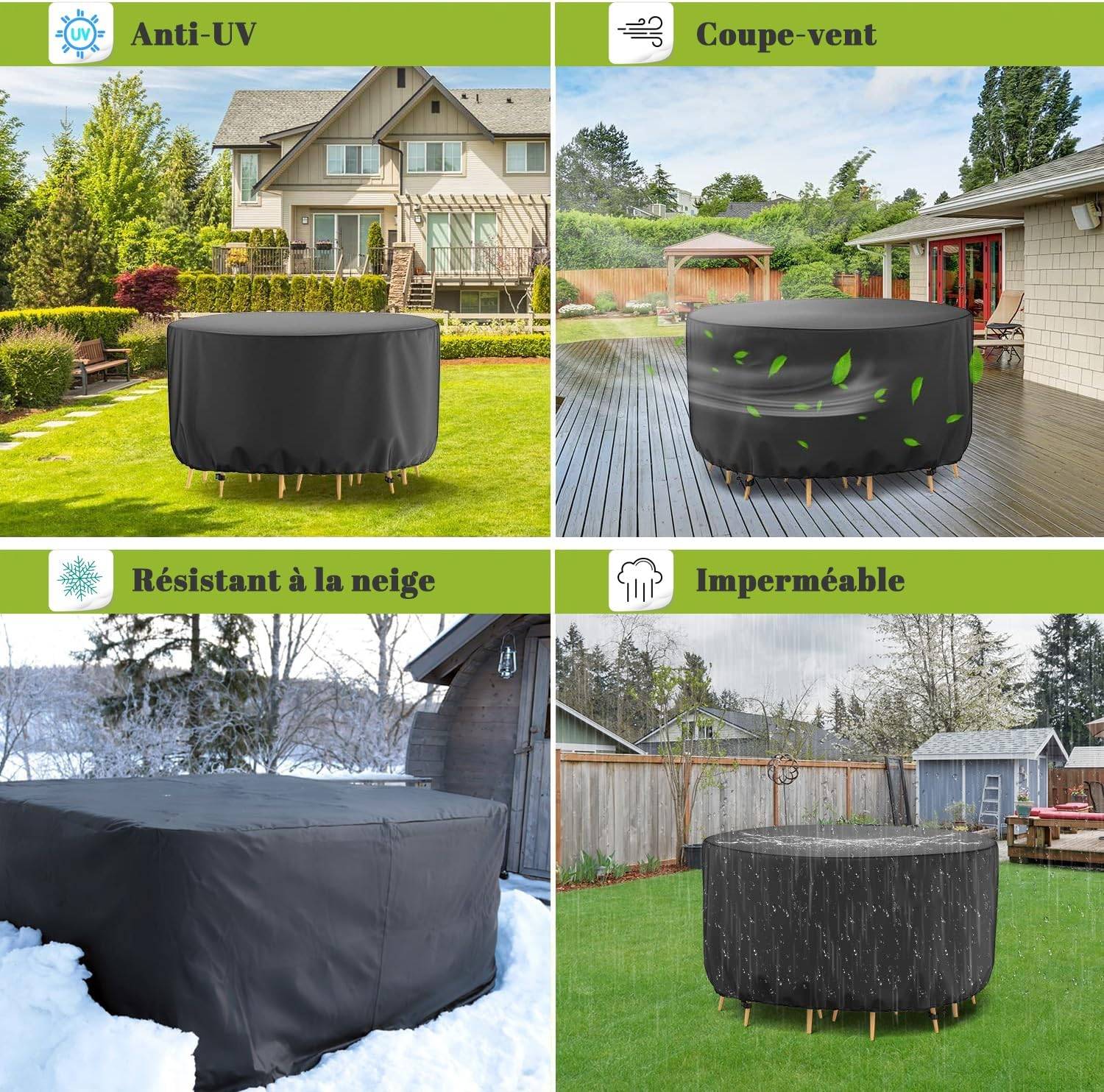 IntiMeg - Housse Salon De Jardin Exterieur, Imperméable, Coupe-Vent, Anti-UV, Housses Pour Mobilier De Jardin, 185x95cm IntiMeg - Image 4