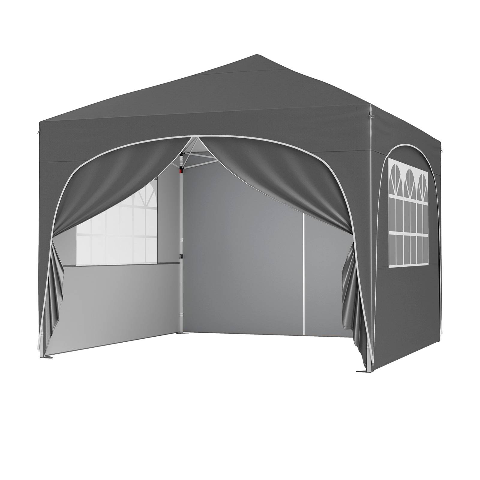 Costway - Tonnelle de Jardin 3x3M avec 4 Parois Latérales Amovibles, Tente de Reception Portable avec Sac à roulettes 8 Piquets 4 Cordes à Vent 4 Sacs, Gris - Image 1