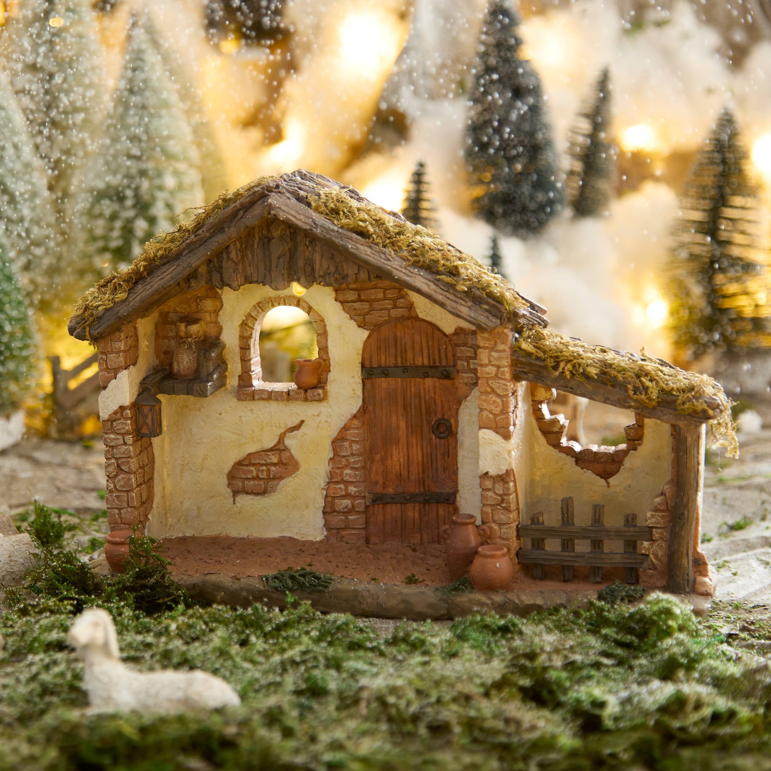 Atmosphera - Crèche de Noël à garnir en résine lumineuse H. 21 cm - Atmosphera Créateur d'intérieur