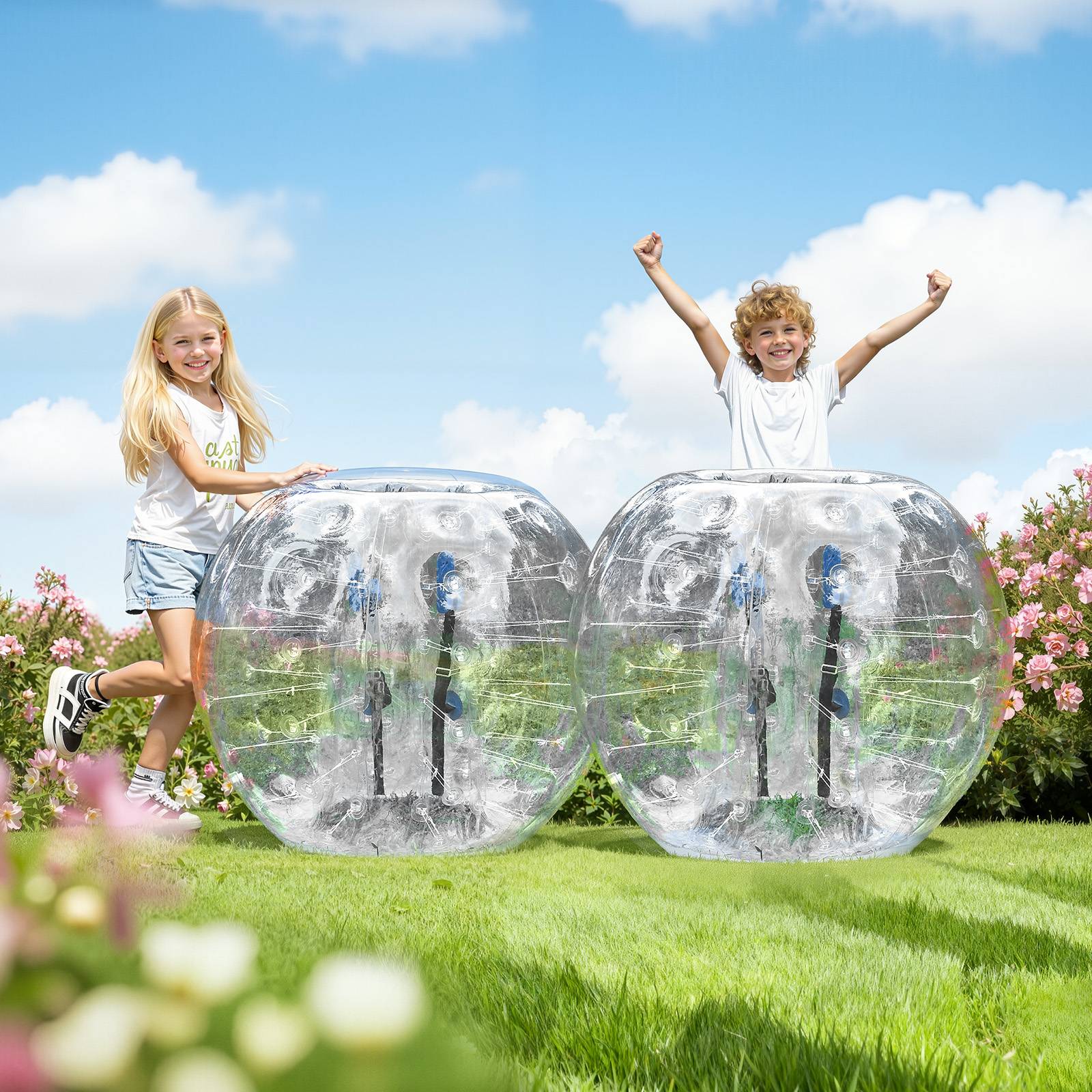 VEVOR Bulles gonflables transparentes 1.2m (2pcs), PVC 0.8mm, pour jeux en plein air, adolescents/adultes. - Image 8