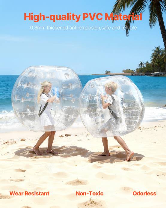 VEVOR Bulles gonflables transparentes 1.2m (2pcs), PVC 0.8mm, pour jeux en plein air, adolescents/adultes. - Image 2