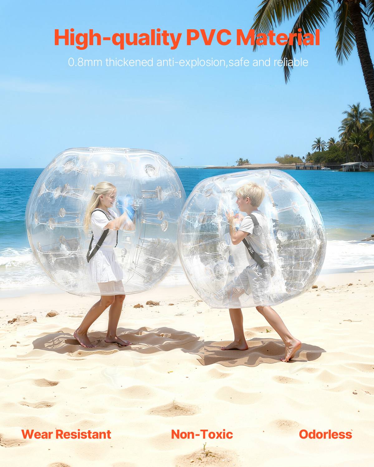 VEVOR Bulles gonflables transparentes 1.2m (2pcs), PVC 0.8mm, pour jeux en plein air, adolescents/adultes. - Image 2