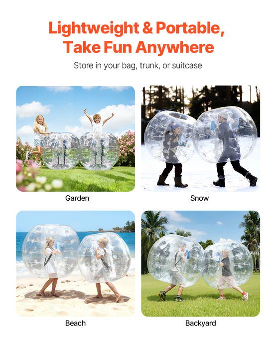 VEVOR Bulles gonflables transparentes 1.2m (2pcs), PVC 0.8mm, pour jeux en plein air, adolescents/adultes. - Image 6