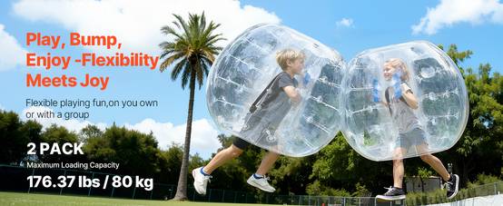 VEVOR Bulles gonflables transparentes 1.2m (2pcs), PVC 0.8mm, pour jeux en plein air, adolescents/adultes. - Image 9