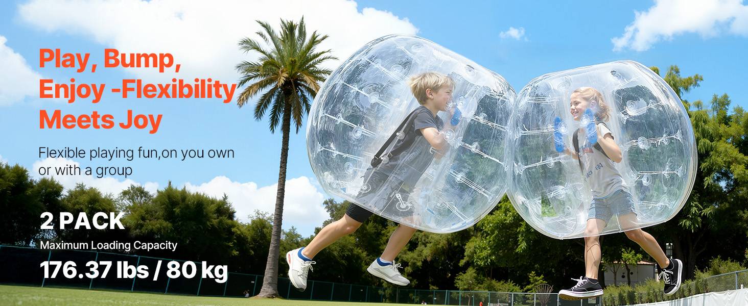 VEVOR Bulles gonflables transparentes 1.2m (2pcs), PVC 0.8mm, pour jeux en plein air, adolescents/adultes. - Image 9