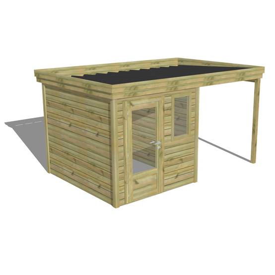 ABRI DE JARDIN bois autoclave 27mm - 4,14x2,64m / 11m2 - Bac acier - Abri Français - Image 1