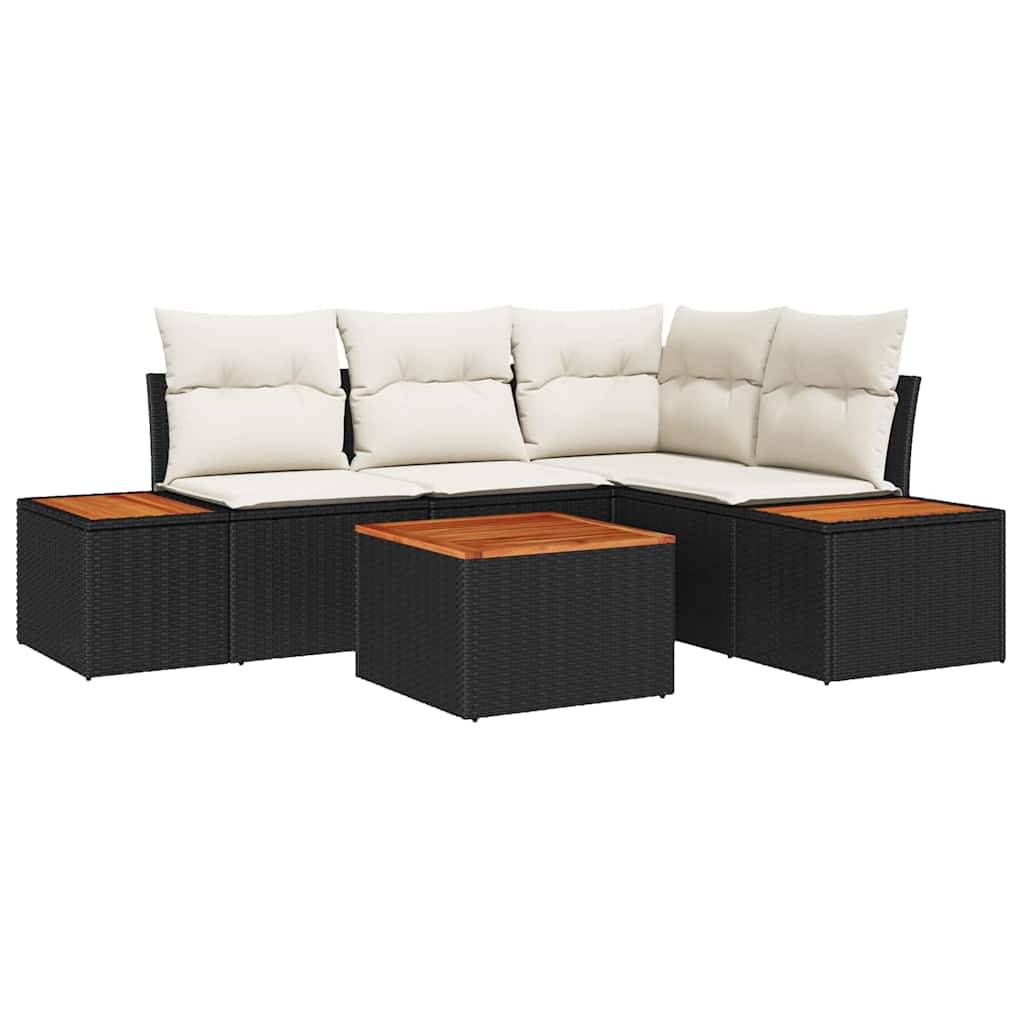 ComfortXL - Salon de jardin d'angle 5 pcs en résine tressée avec table et coussins Noir – ComfortXL Outdoor Living - Image 2