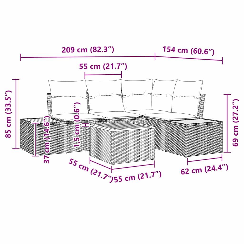 ComfortXL - Salon de jardin d'angle 5 pcs en résine tressée avec table et coussins Noir – ComfortXL Outdoor Living - Image 9