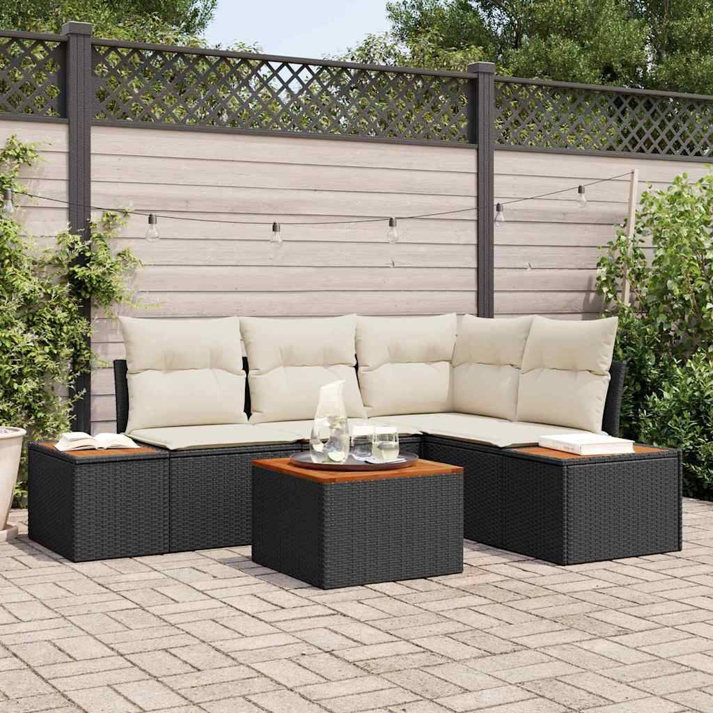 ComfortXL - Salon de jardin d'angle 5 pcs en résine tressée avec table et coussins Noir – ComfortXL Outdoor Living - Image 1