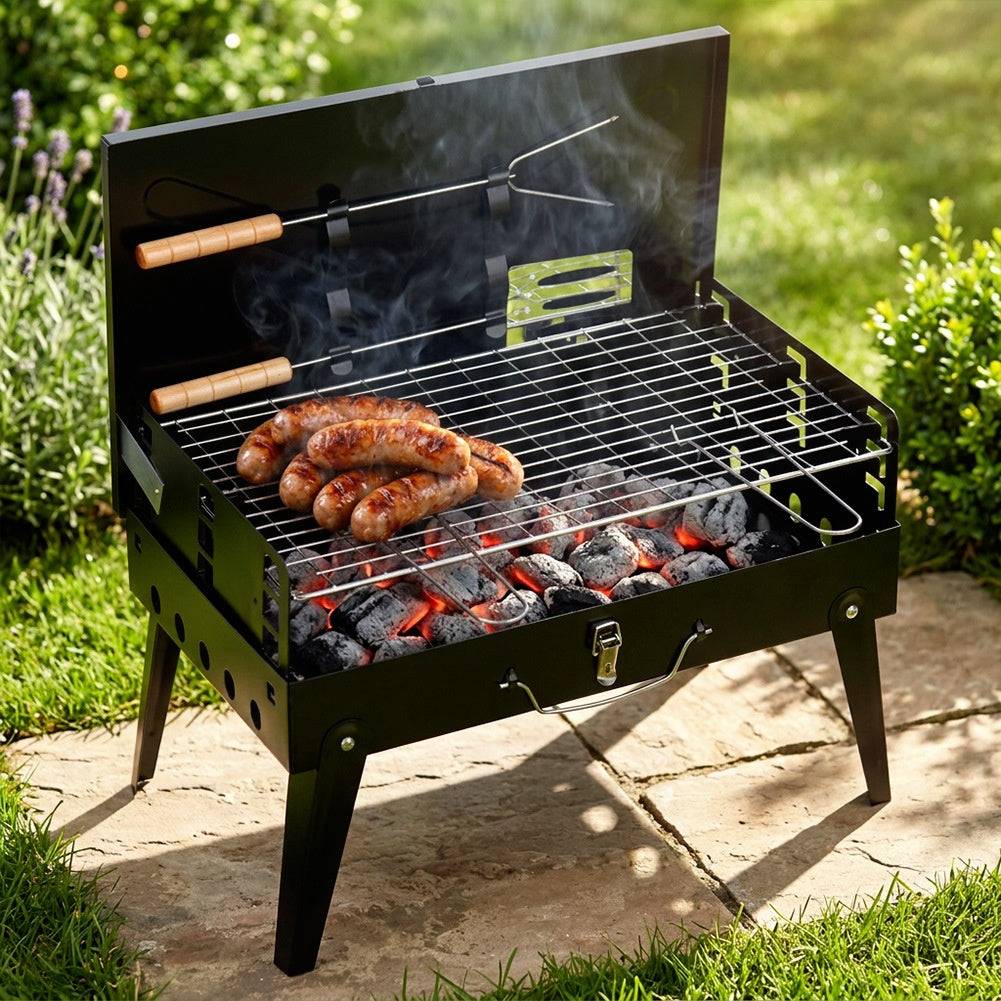 Entrepotbrico - Barbecue à charbon pliable et portable avec étui et accessoires 43x26x29 cm - Image 3