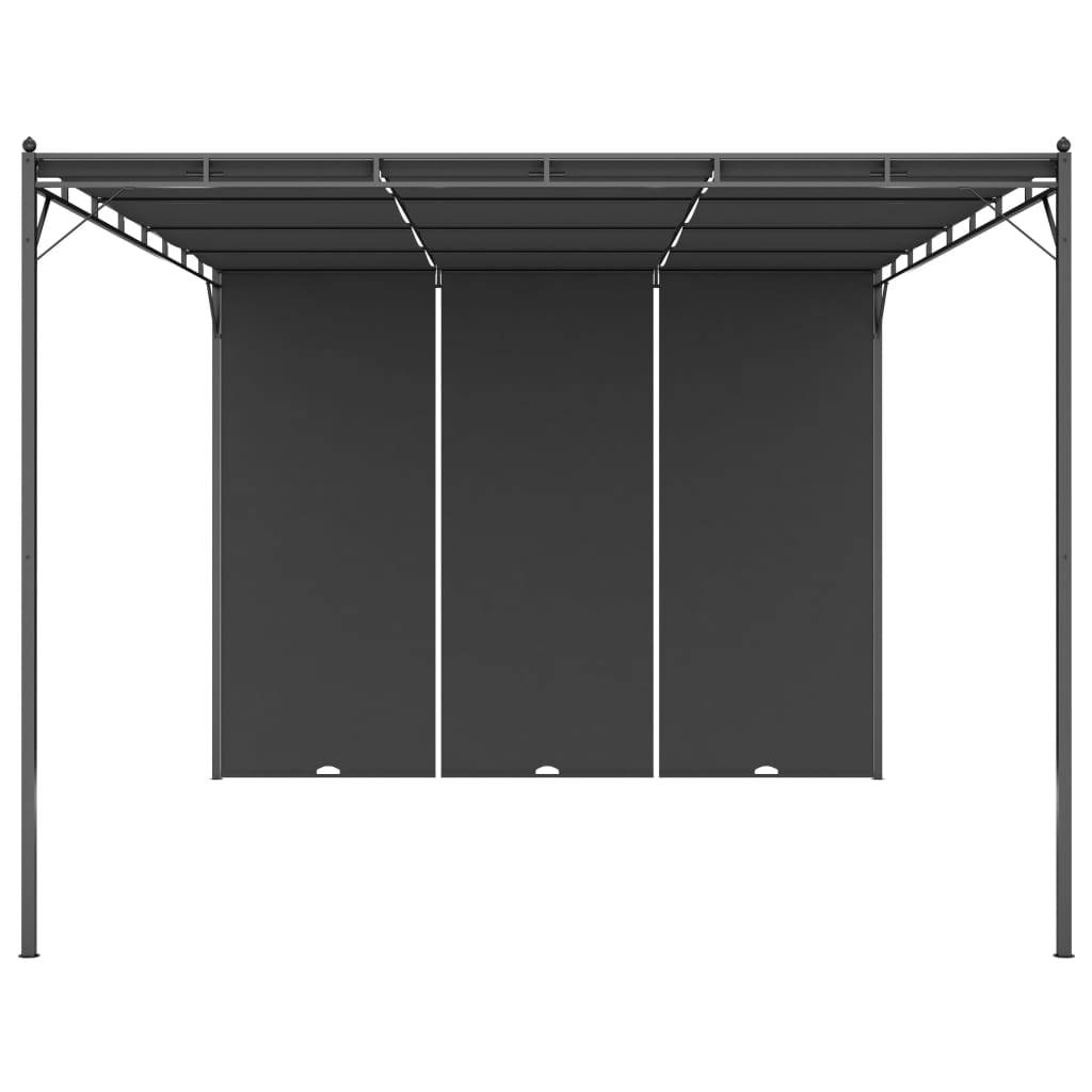 Pergola Jardin - Tonnelle - Belvédère de jardin avec rideau latéral 4x3x2,25 m Anthracite - Image 1