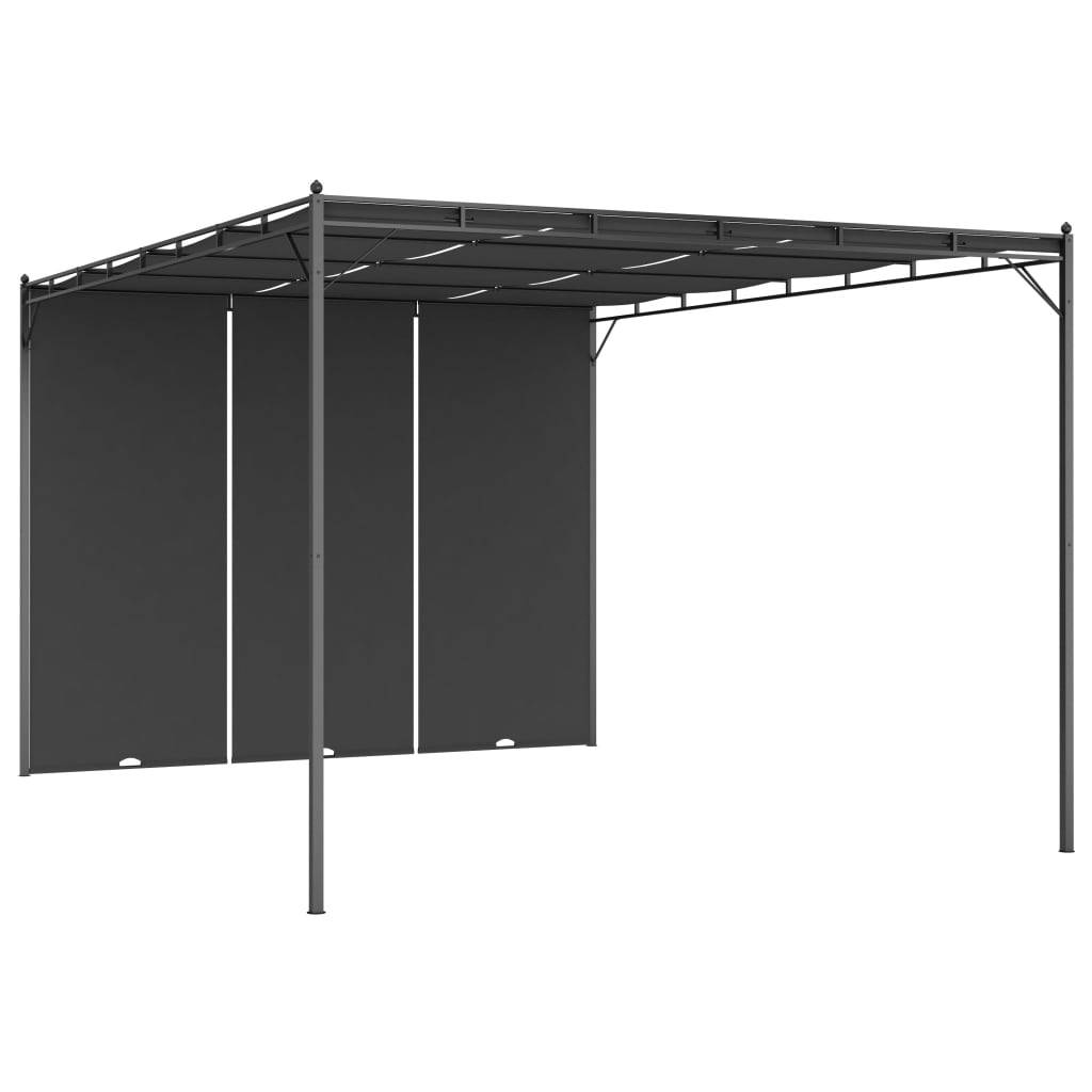 Pergola Jardin - Tonnelle - Belvédère de jardin avec rideau latéral 4x3x2,25 m Anthracite - Image 2