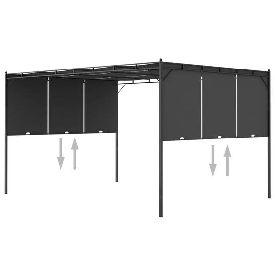 Pergola Jardin - Tonnelle - Belvédère de jardin avec rideau latéral 4x3x2,25 m Anthracite - Image 6