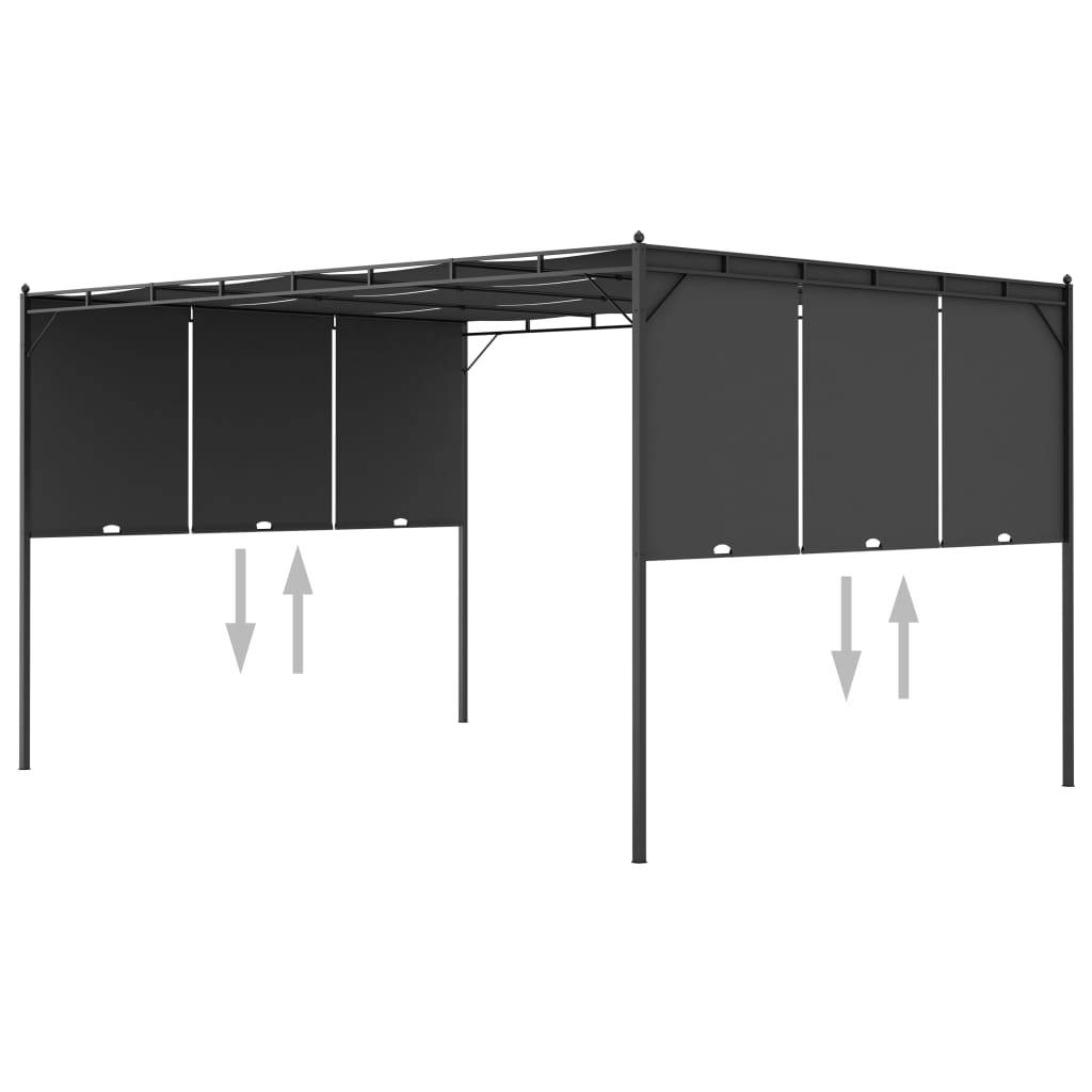 Pergola Jardin - Tonnelle - Belvédère de jardin avec rideau latéral 4x3x2,25 m Anthracite - Image 6
