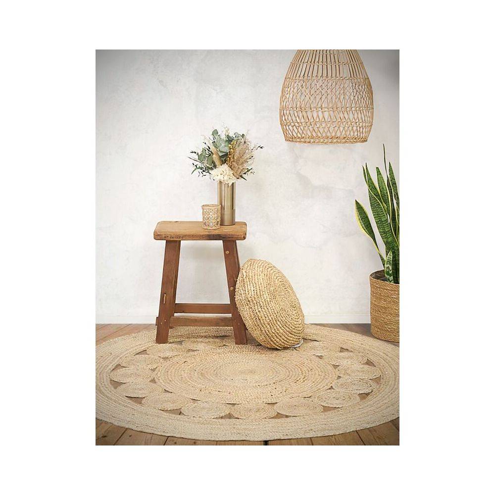 Aubry Gaspard - Tapis rond en jute naturelle ajourée Diamètre 120 cm - Image 3