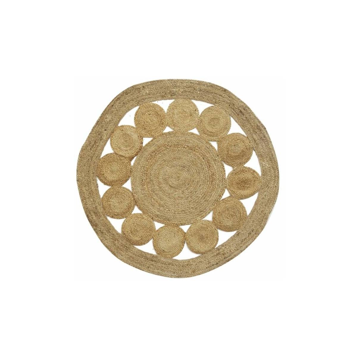 Aubry Gaspard - Tapis rond en jute naturelle ajourée Diamètre 120 cm - Image 1