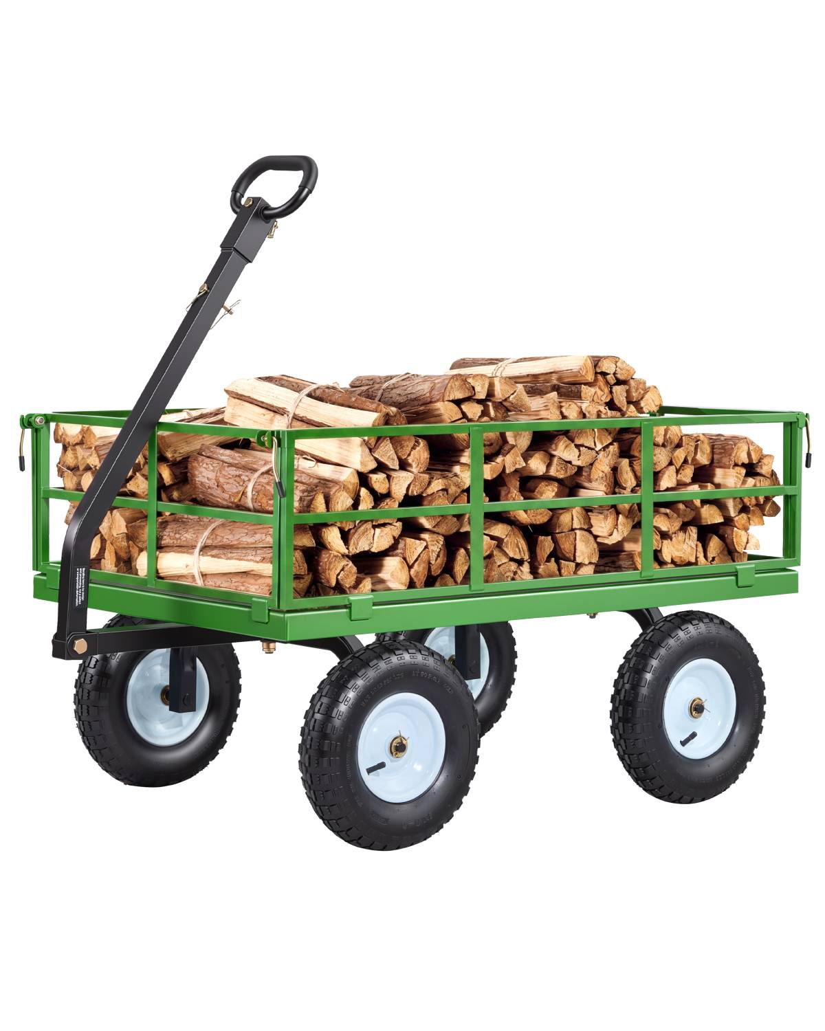 Vevor - VEVOR Chariot de jardin acier 544 kg, 3 en 1 plateau/ridelles/remorque, pneus 33 cm tout-terrain, poignée 180°, noir et vert. - Image 1