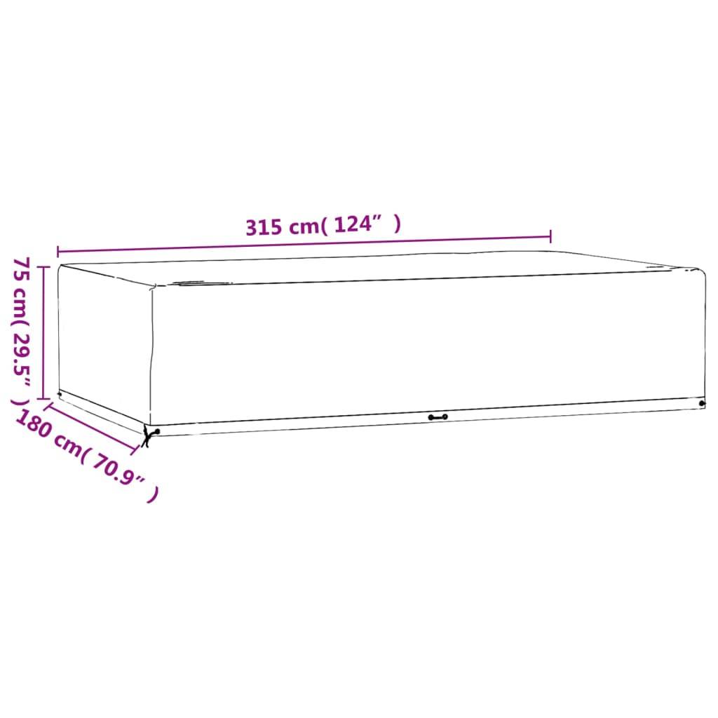 Housse Salon de Jardin Grande Taille PE Imperméable Protection UV pour Table Rectangulaire Noir 315x180x75cm – ComfortXL Outdoor Living - Image 9