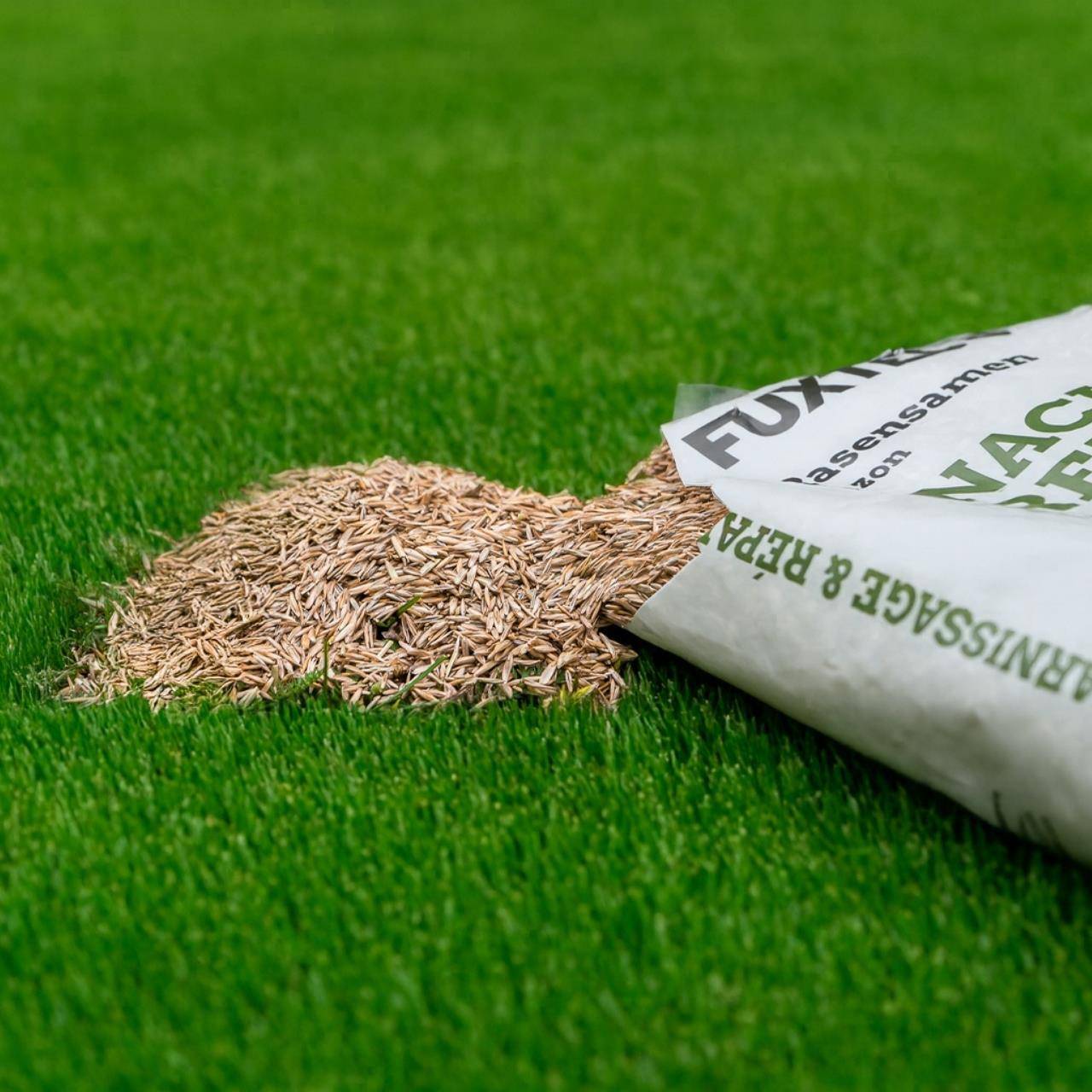 Semences de gazon FUXTEC FX-RSNR1 – sursemis et réparation 1kg/30m² – germination rapide – mélange robuste soleil ombre - Image 3