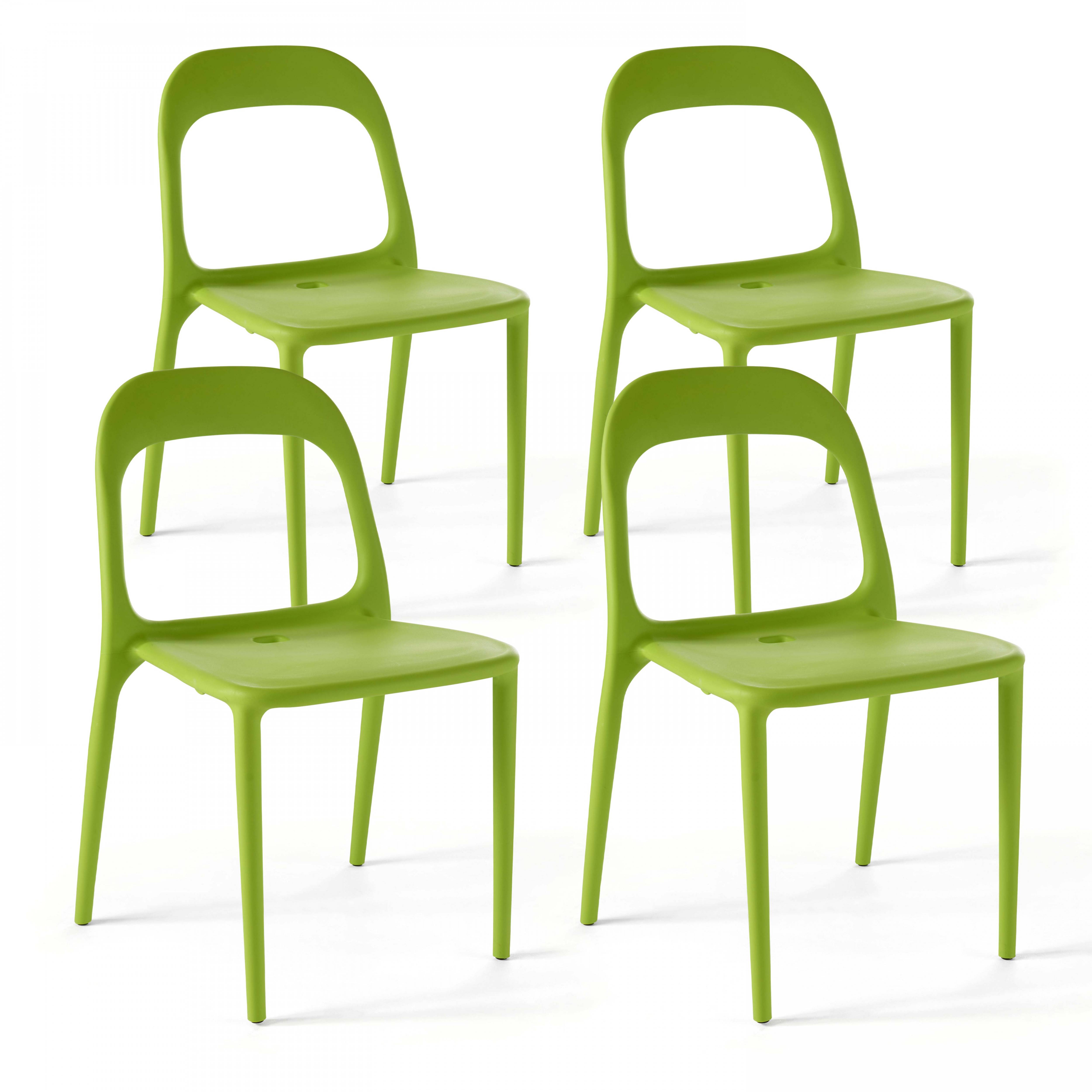 Oviala - Lot de 4 chaises en plastique vert Milan - Oviala - Image 1